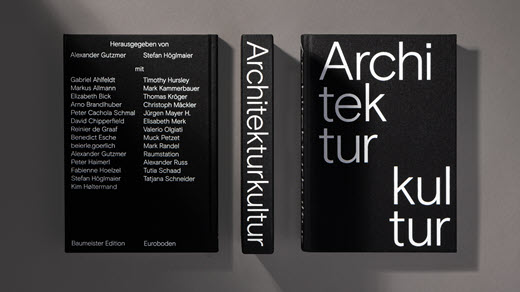 Buchansicht Architekturkultur in drei Perspektiven: Cover, Buchrücken, Rückseite